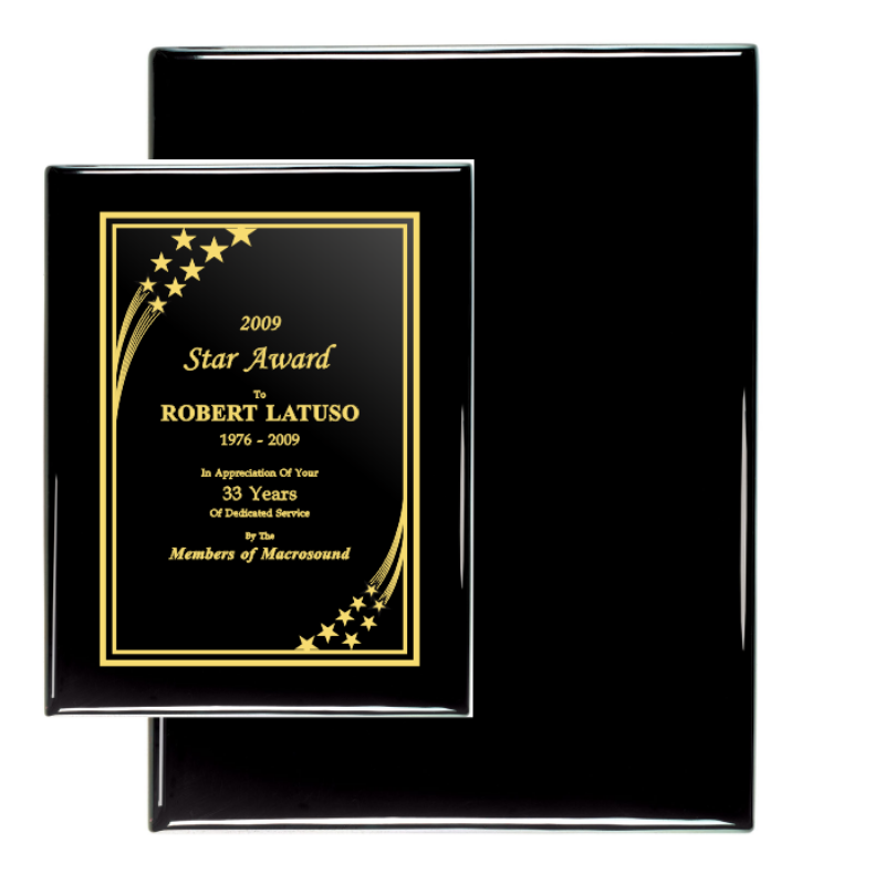 8" x 10" Black Piano Finish Plaque | Custom Recognition Plaques | Custom Engraved Plaques | Custom Plaque of appreciation
