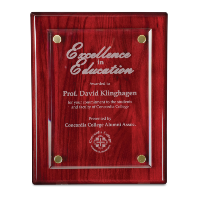 10.5" x 13" Rosewood Floating Award Plaques | Floating Glass Plaques | Custom Awards and Plaques | Custom Corporate Awards