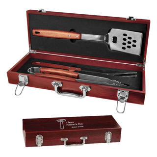 Picture of 3-Piece BBQ Gift Set with Rosewood Case