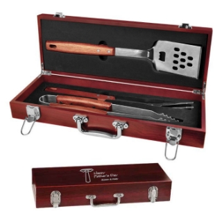 Luxury Stainless Steel Rosewood Grill Tool Set (3-Piece)