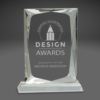 Picture of Diamond Cut Crystal Rectangular Award on Clear Base - Large