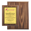 7×9 economic walnut plaque with full color brushed gold plate