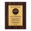 7×9 economic walnut plaque with full color brushed gold plate